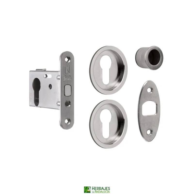 Kit cerradura corredera níquel satinado | Herrajes de Andalucía