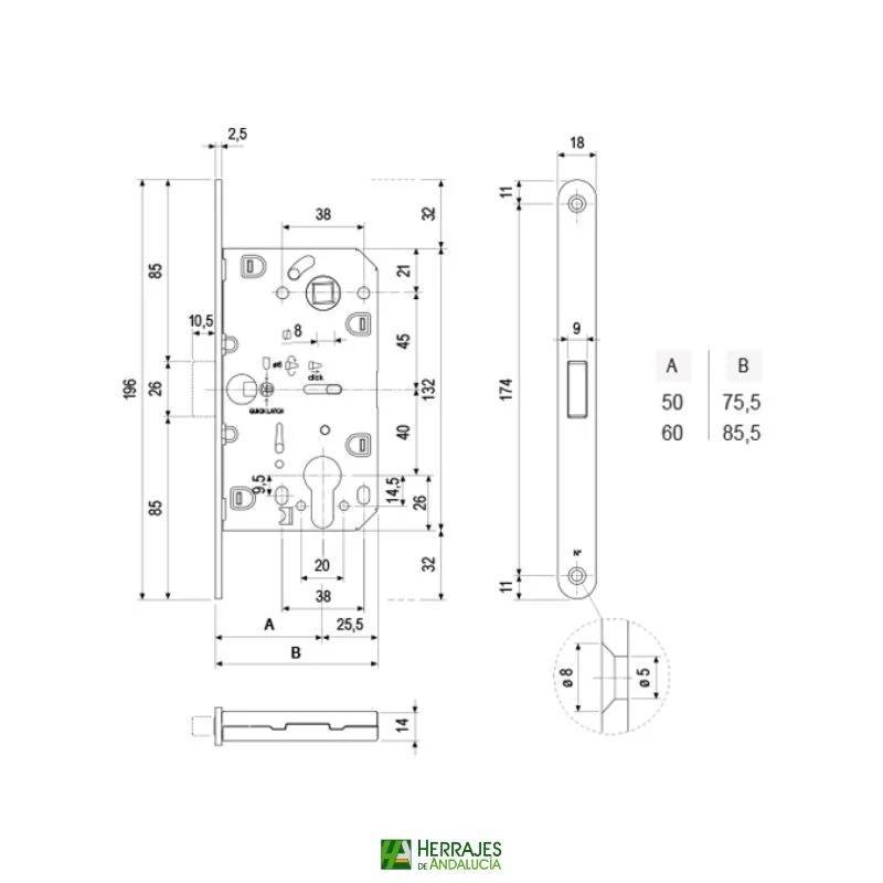 Cerradura Magnética Modelo B-Forty F45 negra Marca-Herrajes de Andalucía