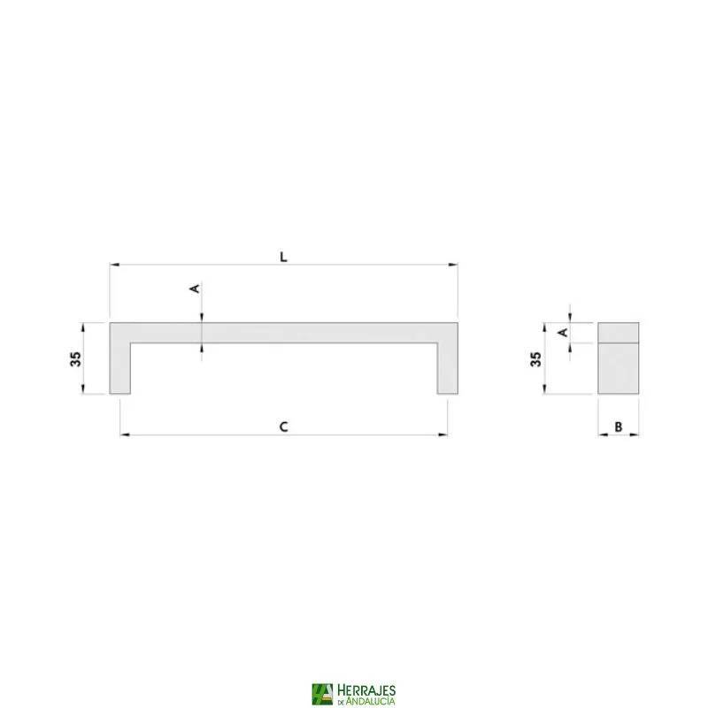 Tirador Hios inox 304 332mm muebles | Herrajes de Andalucía