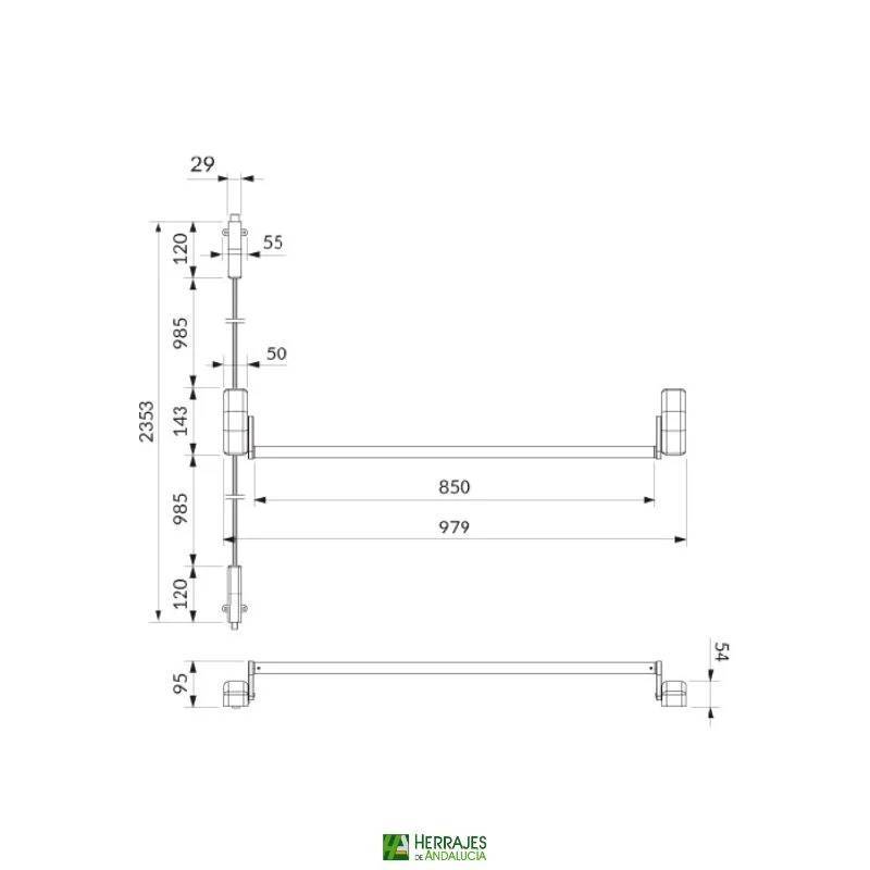 Barra antipánico 850mm inox | Herrajes de Andalucía