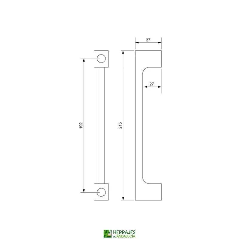 Manillón Nilo para puertas negro L215mm C192mm| Herrajes de Andalucía