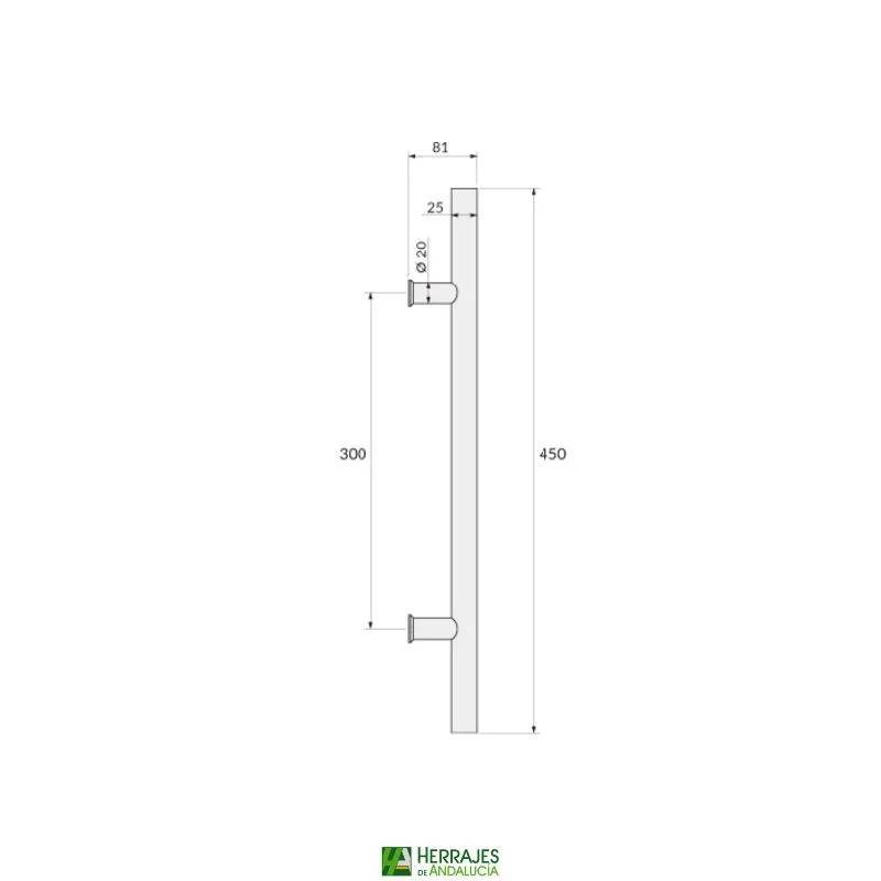 Manillón modelo 1225 Inther L450mm C300mm puerta | Herrajes de Andalucía