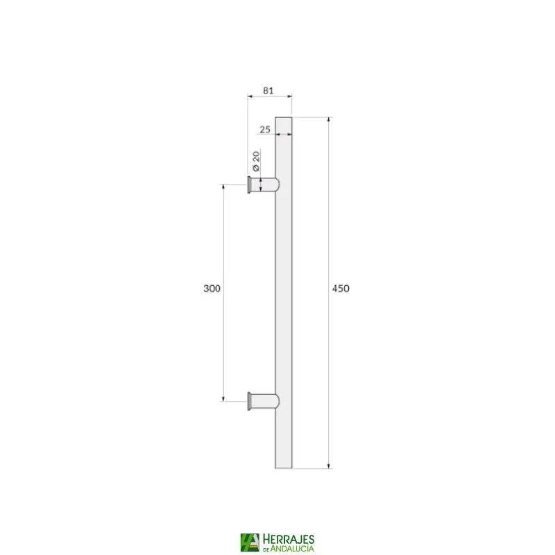 Manillón 1225 negro L450mm C300mm puerta | Herrajes de Andalucía