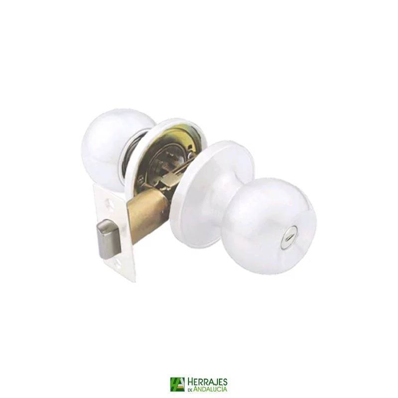 Pomo con llave blanco 8903 con condena| Herrajes de Andalucía
