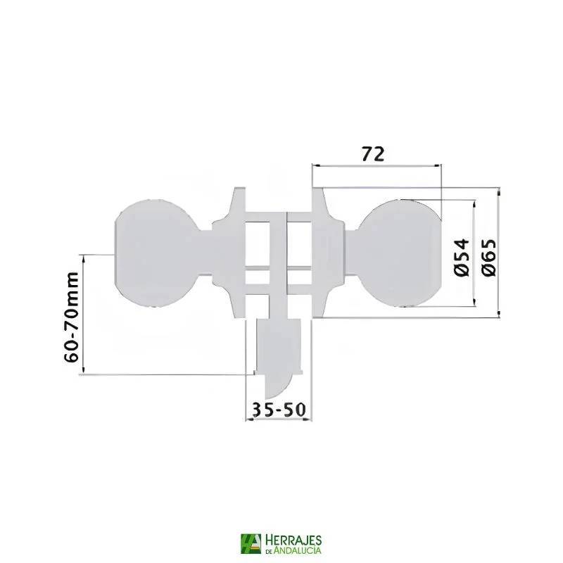 Pomo con llave blanco 8903 con condena| Herrajes de Andalucía