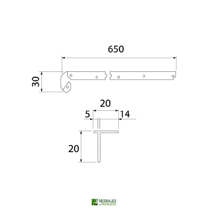 Prolongación encimera esquina 2220 | Herrajes de Andalucía
