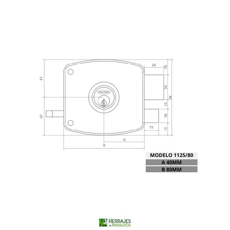 Cerradura Sobreponer 1125 Dorada | Herrajes de Andalucía