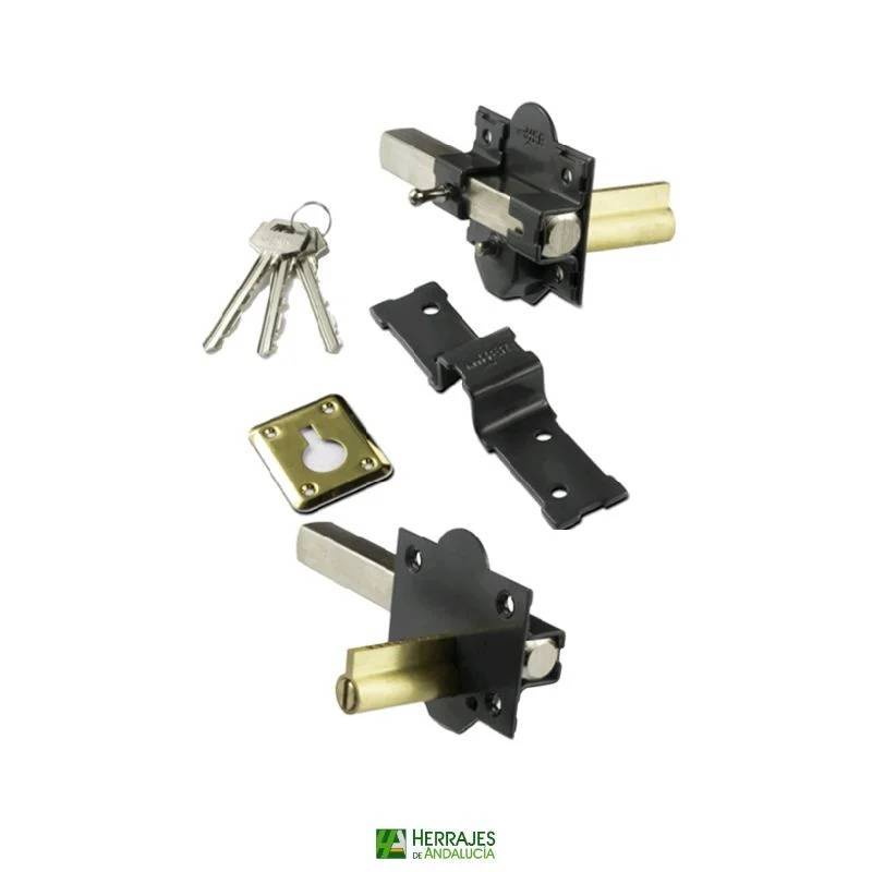 Cerrojo 1301-R80mm cilindro 50mm pintado | Herrajes de Andalucía