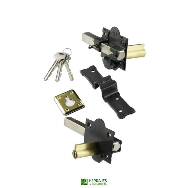 Cerrojo 1301 R80mm con botón cilindro 70mm | Herrajes de Andalucía
