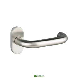 Manivela puerta Hades roeta oval acero inoxidable  | Herrajes de Andalucía
