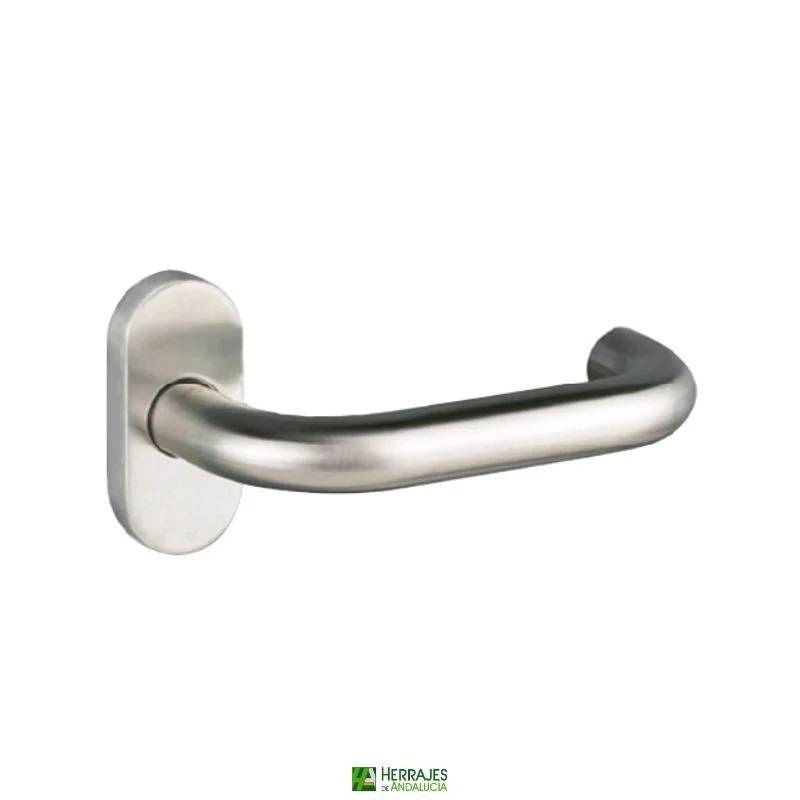 Manivela puerta Hades roeta oval acero inoxidable  | Herrajes de Andalucía