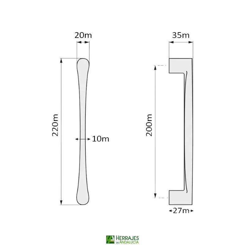 Juego Manillón Only 220 mm Níquel | Herrajes de Andalucía