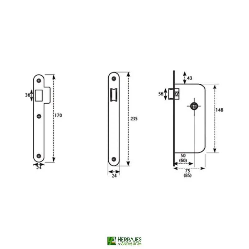 Cerradura Embutir 345 Mega Inox 50 mm | Puertas de Paso