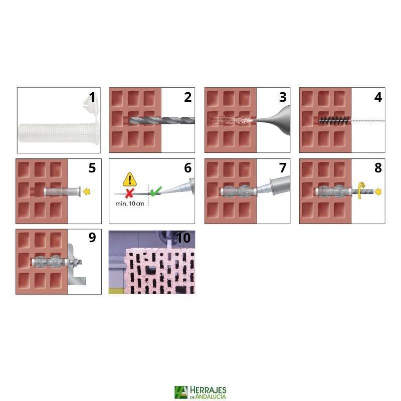 Tamiz Hueco 12x60mm mortero 10 unidades | Herrajes de Andalucía