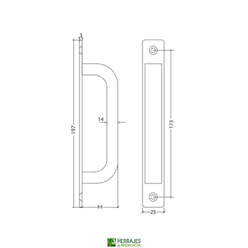 Manillón Puerta 1110 plata 197mm | Herrajes de Andalucía