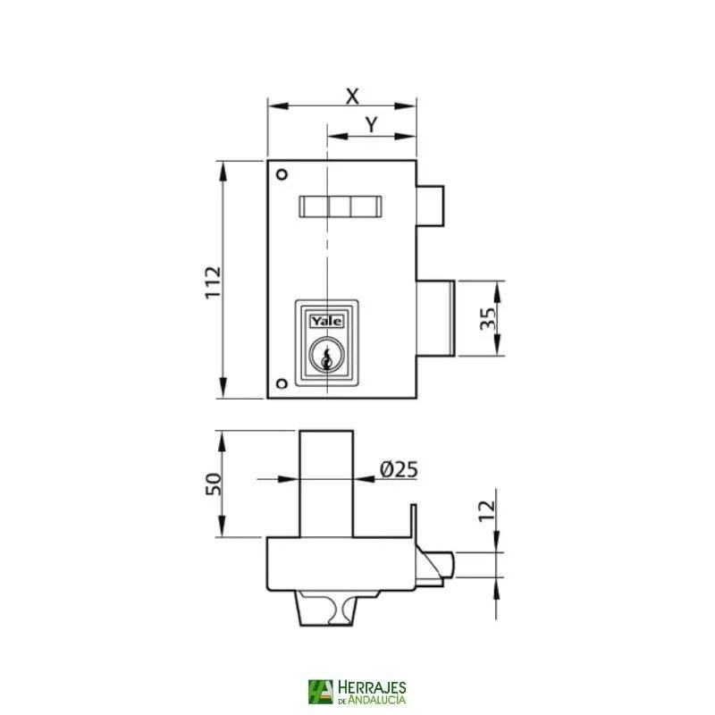 Cerradura Yale Serie 56 Derecha 60 mm | Herrajes de Andalucía