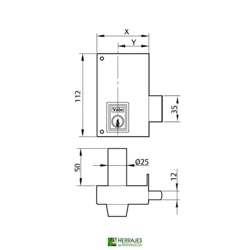 Cerradura sobreponer Serie 56C derecha hierro pintado | Herrajes de Andalucía