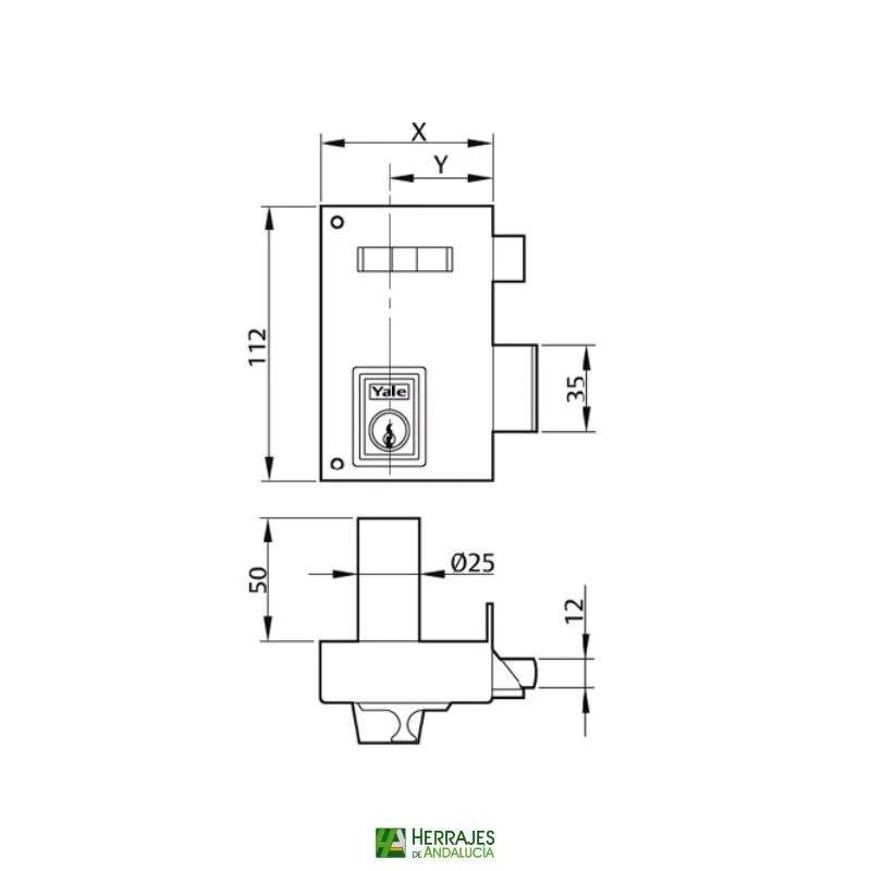 Cerradura sobreponer 56AP izda 60mm pintado | Herrajes de Andalucía