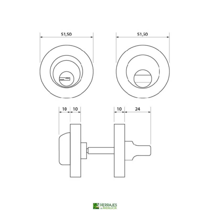 Cilindro botón unificado 47/70mm níquel satinado-Herrajes de Andalucía