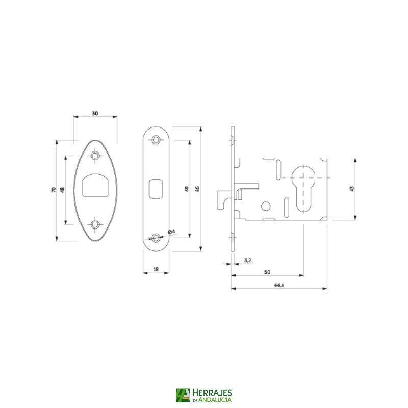 Kit Condena Puerta Corredera 104 Cromo | Herrajes de Andalucía