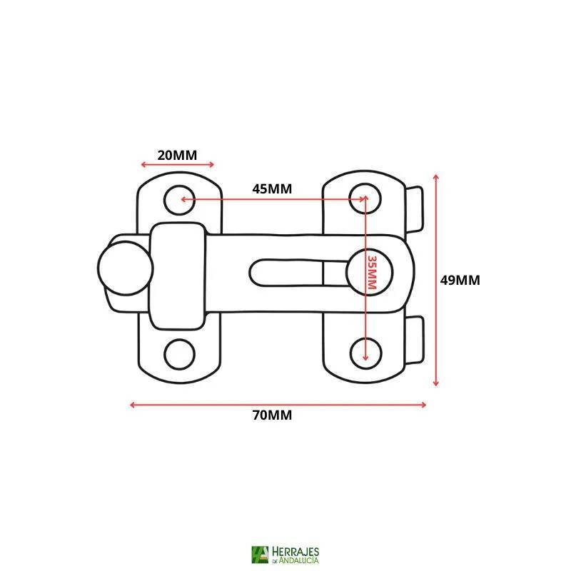Aldabilla Ventana 70 mm Inoxidable | Herrajes de Andalucía
