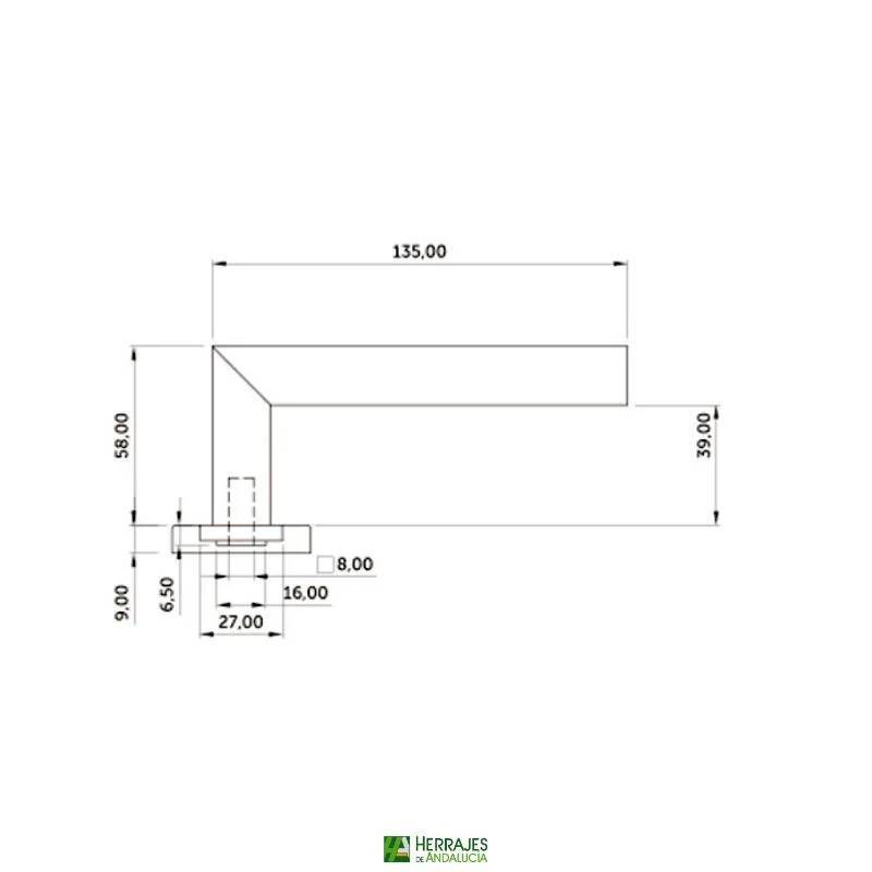 Manilla Hebe con placa inoxidable 245x45mm | Herrajes de Andalucía