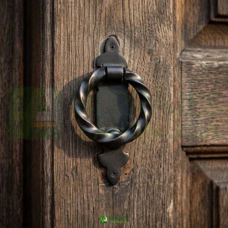 Llamador Rústico negro con placa 220x110mm | Herrajes de Andalucía