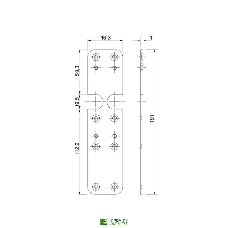 Placa seguridad Inther 191x46.3mm Nordeste | Herrajes de Andalucía