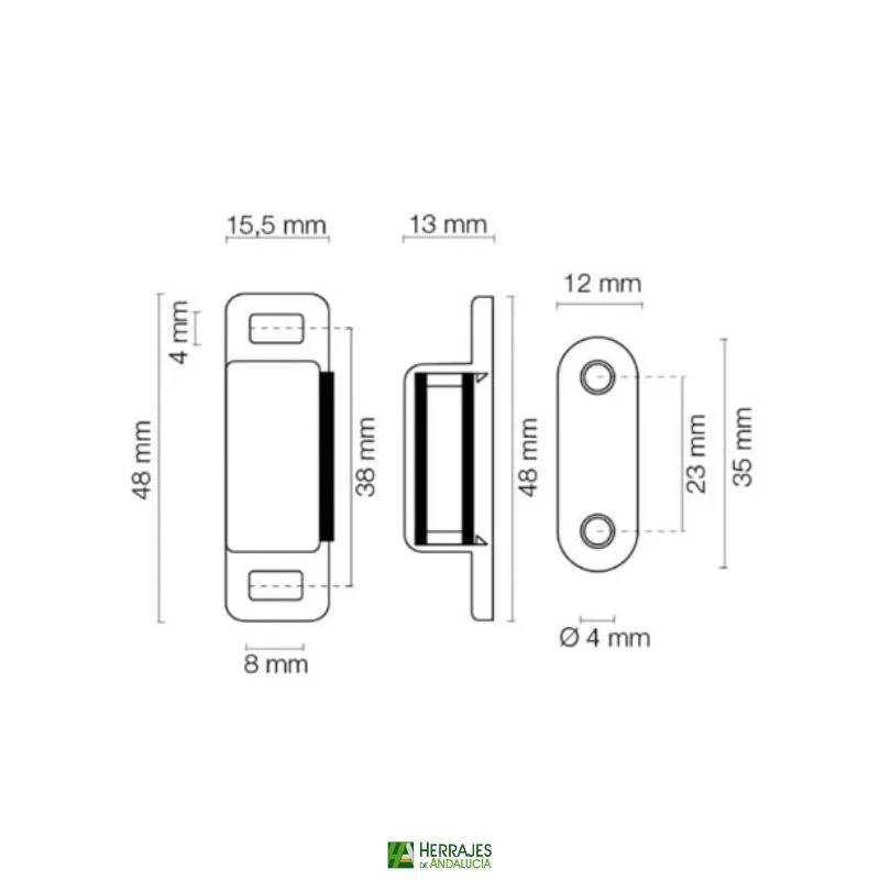 Cierre Magnético Blanco 48x15,5 mm | Herrajes de Andalucía