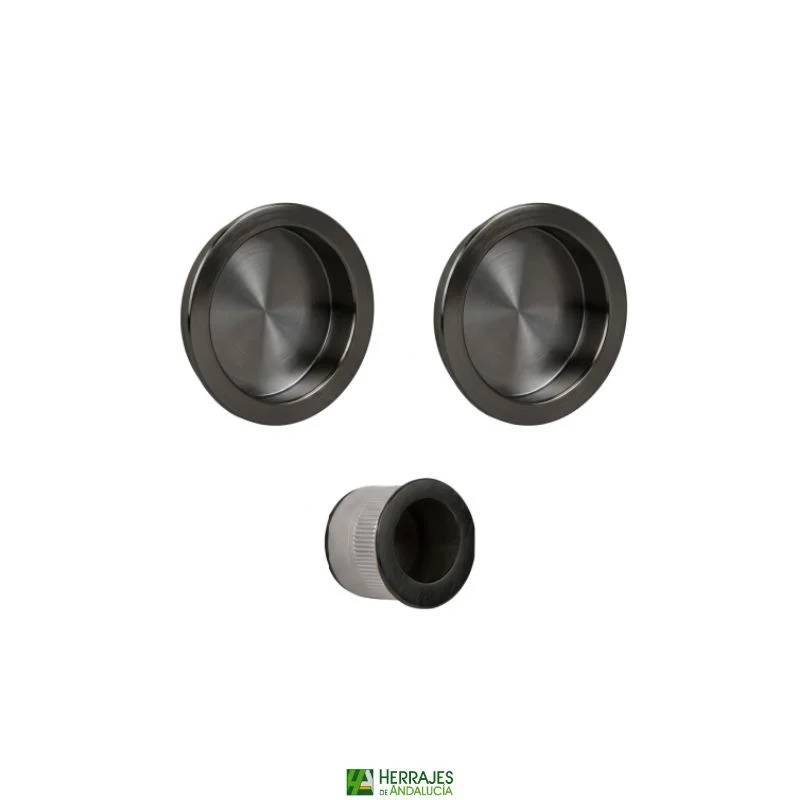 Kit cazoleta puerta corredera negro | Herrajes de Andalucía