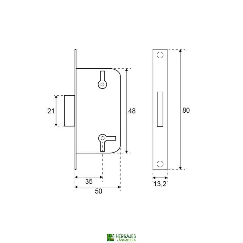 Cerradura Mueble 205 Latón 35mm | Herrajes de Andalucía