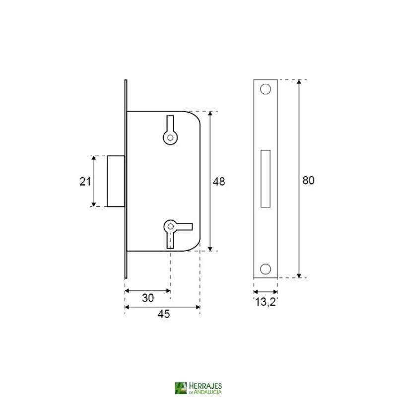 Cerradura Mueble 205 35 mm cromada | Herrajes de Andalucía
