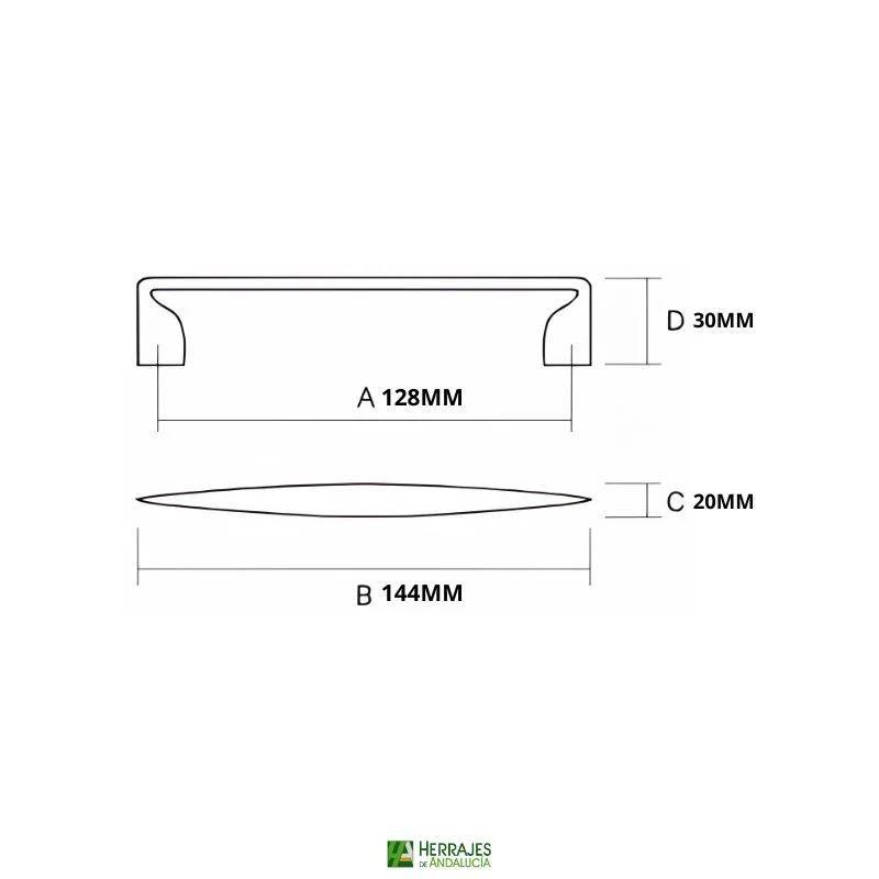 Tirador Elbow Níquel Cepillado 128 mm | Herrajes de Andalucía