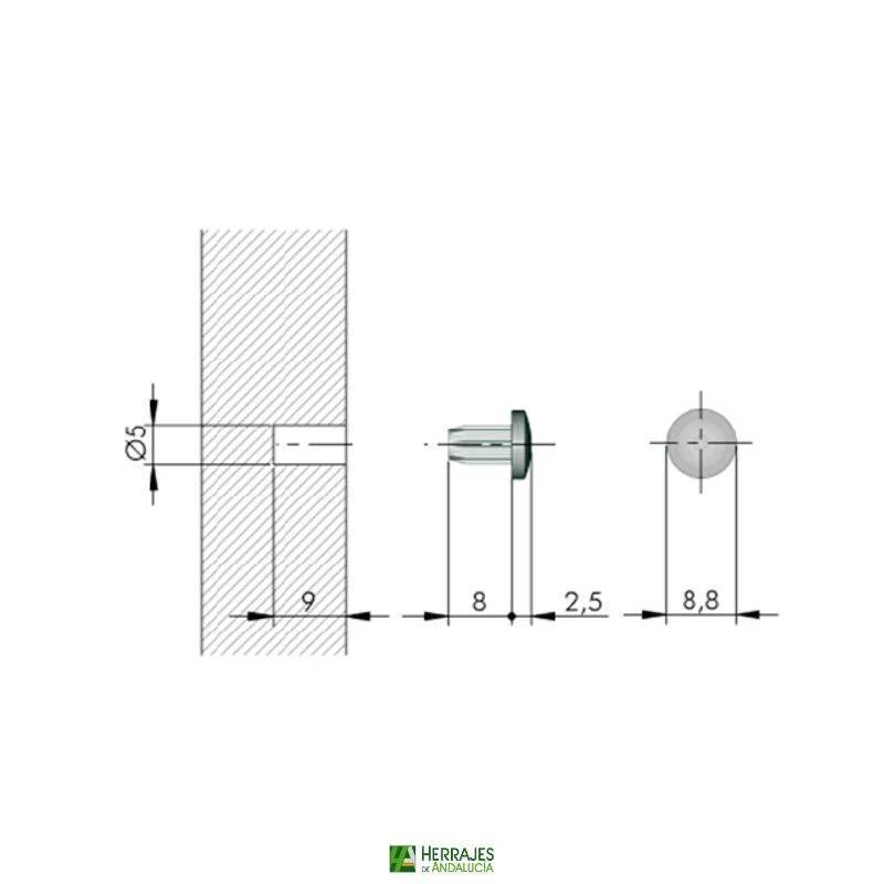 Paragolpes Bimaterial Transparente Ø5mm | Herrajes de Andalucía