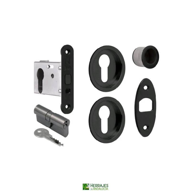 Kit Cierre Corredera 104 Negro | Herrajes de Andalucía