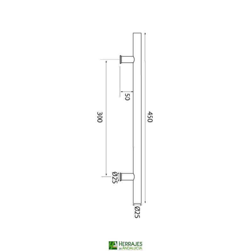 Manillón 1225R Latón Satinado 450 mm | Herrajes Andalucía