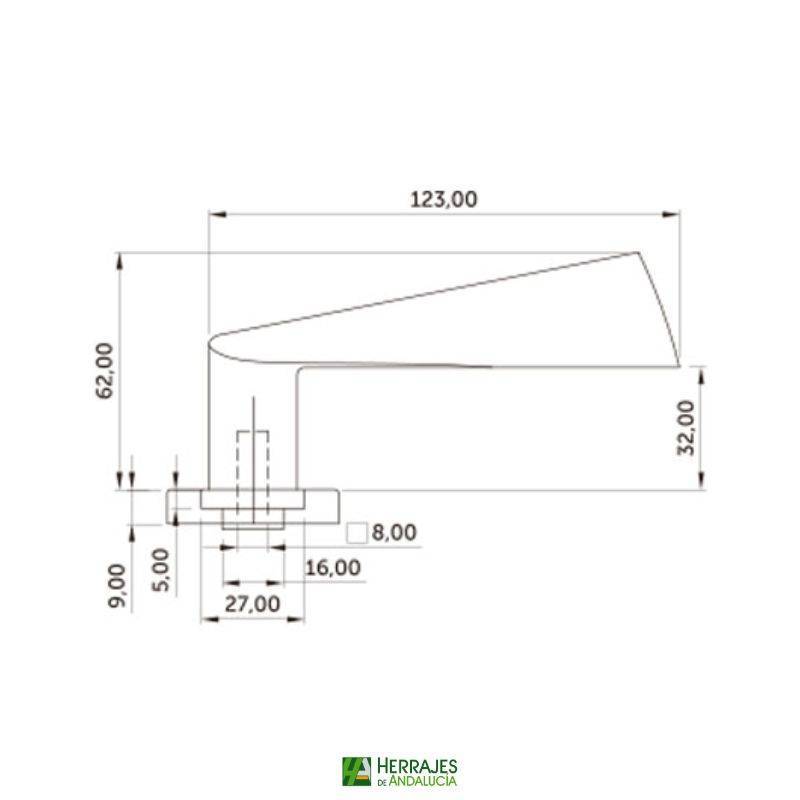 Manivela Zeus 245X45mm a.Inoxidable AISI-304 | Herrajes de Andalucía