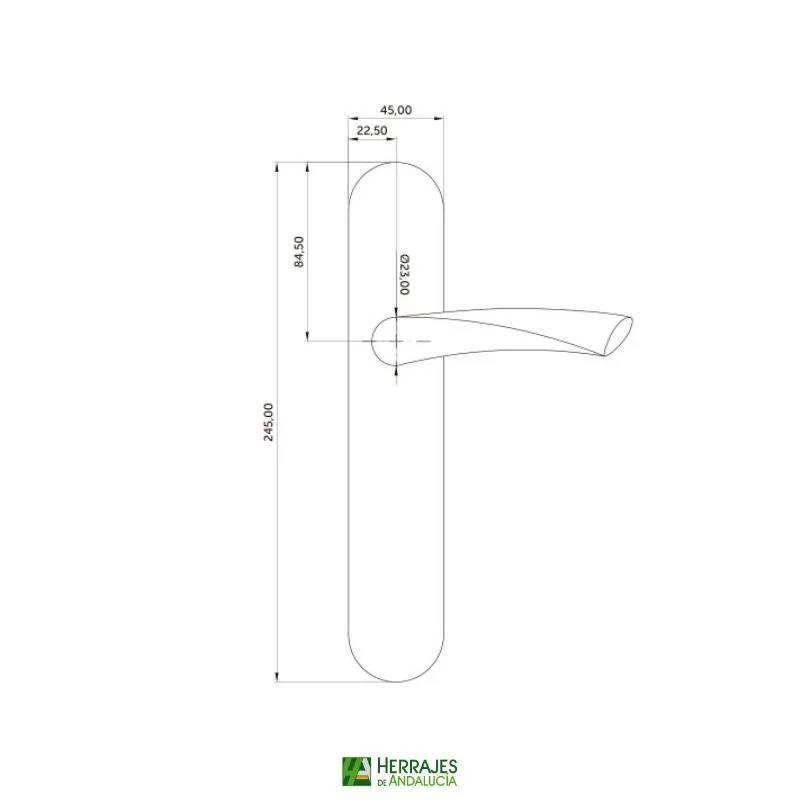 Manivela Zeus 245X45mm a.Inoxidable AISI-304 | Herrajes de Andalucía