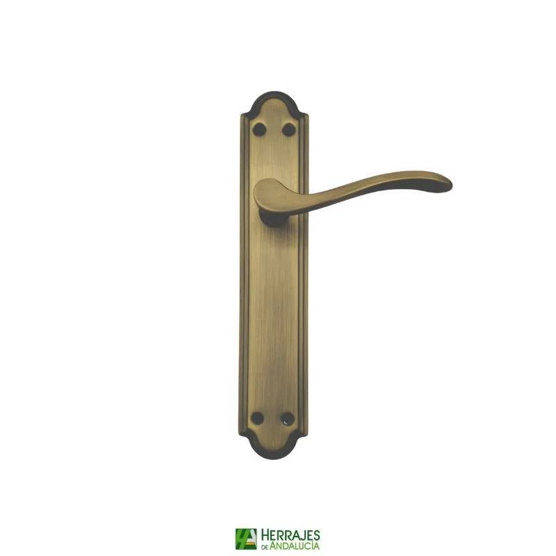Juego manivela placa cuero satinado | Herrajes de Andalucía