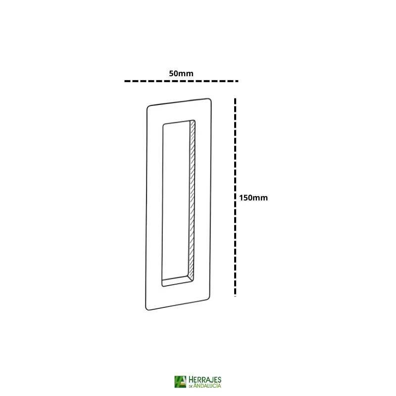 Tirador Embutir SS4 Negro 150x50mm |  Herrajes de Andalucía