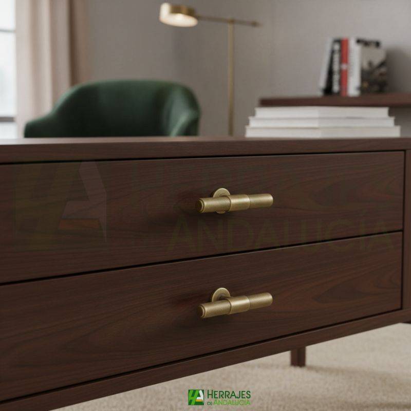 Pomo ROMBO cuero satinado 95×54 mm | Herrajes de Andalucía
