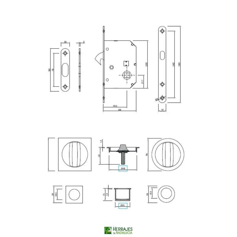 Kit puerta corredera negro | Herrajes de Andalucía