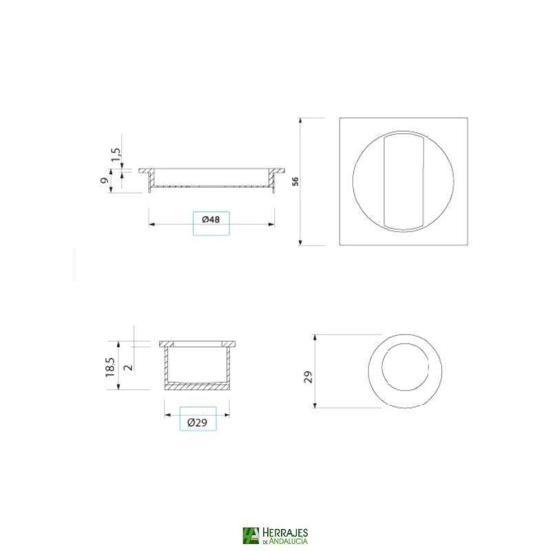 Kit condena puertas correderas 50x50mm negro | Herrajes de Andalucía