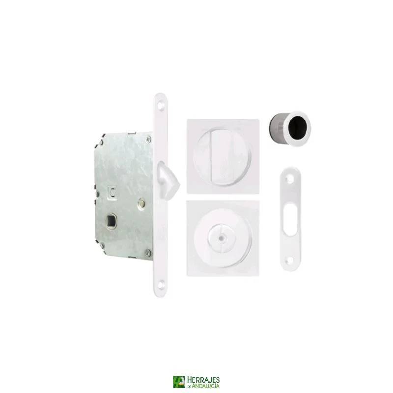 Kit puerta corredera F16 blanco 50 mm | Herrajes de Andalucía