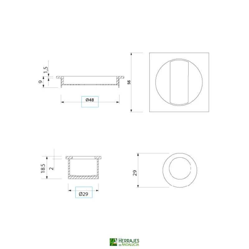 Kit puerta corredera F16 blanco 50 mm | Herrajes de Andalucía