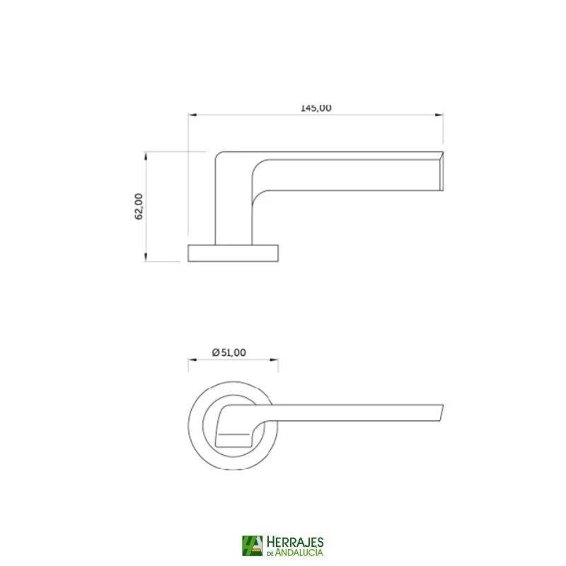 Manivela Pisa 115x50mm Niquelado | Herrajes de Andalucía