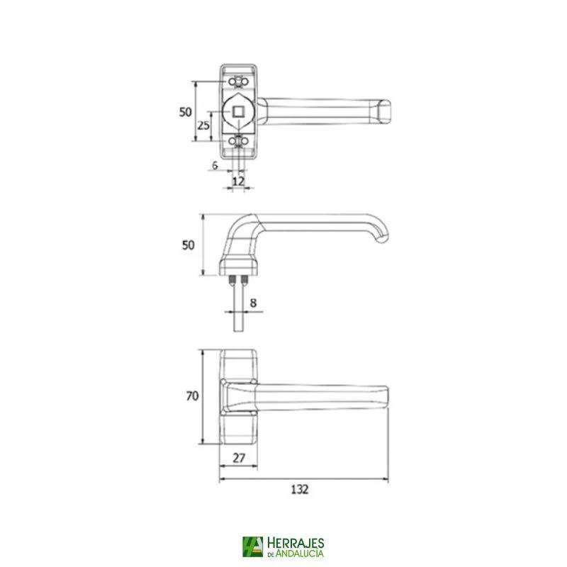 Manivela 4456 F7 blanca para puertas y ventanas | Herrajes de Andalucía