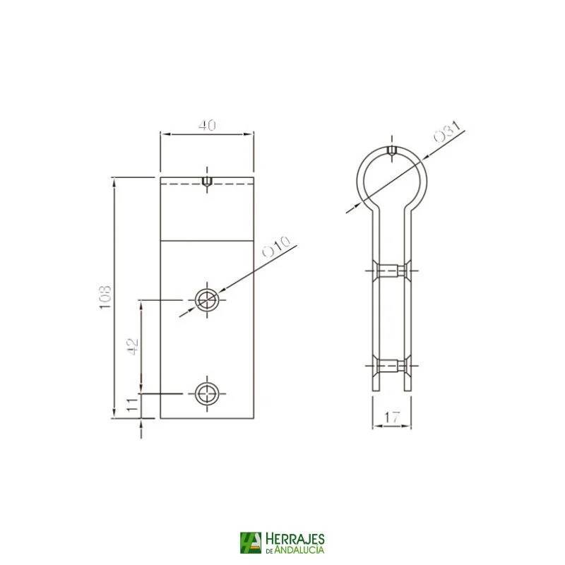 Soporte Tubo-Tablero Inox 13 mm | Herrajes de Andalucía