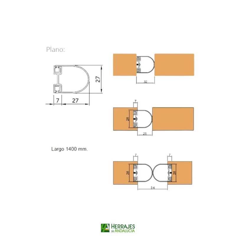 Sistema Protección Puertas 1,40 negro | Herrajes de Andalucía
