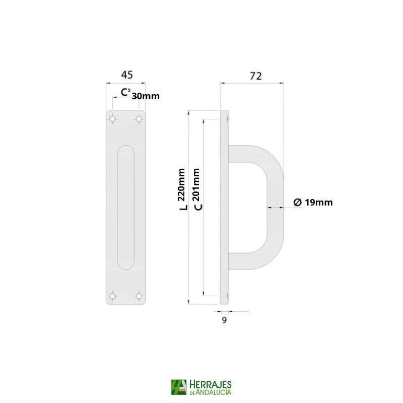 Manillón TR Inther Inox 304 220X45mm | Herrajes de Andalucía